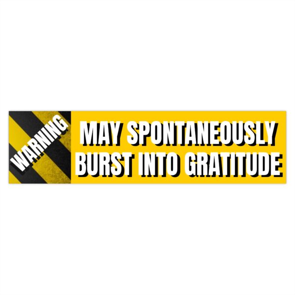 WARNING MAY SPONTANEOUSLY BURST INTO GRATITUDE - Bumper Stickers - Image 4